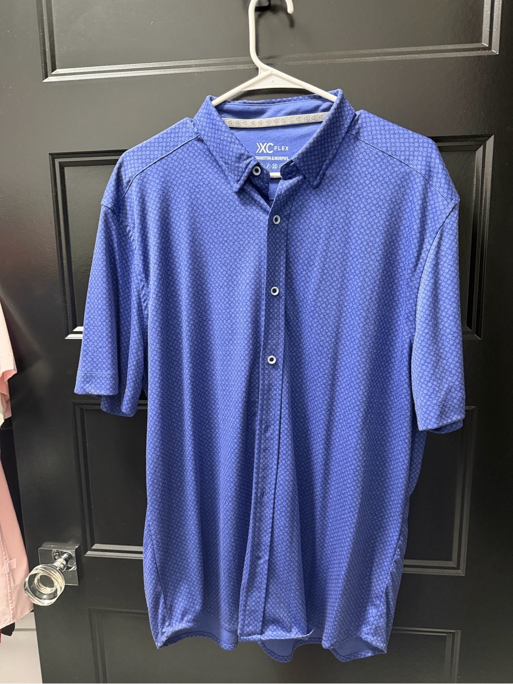 Johnston & Murphy Royal Blue Short-Sleeve Button-Down Polo Shirt
